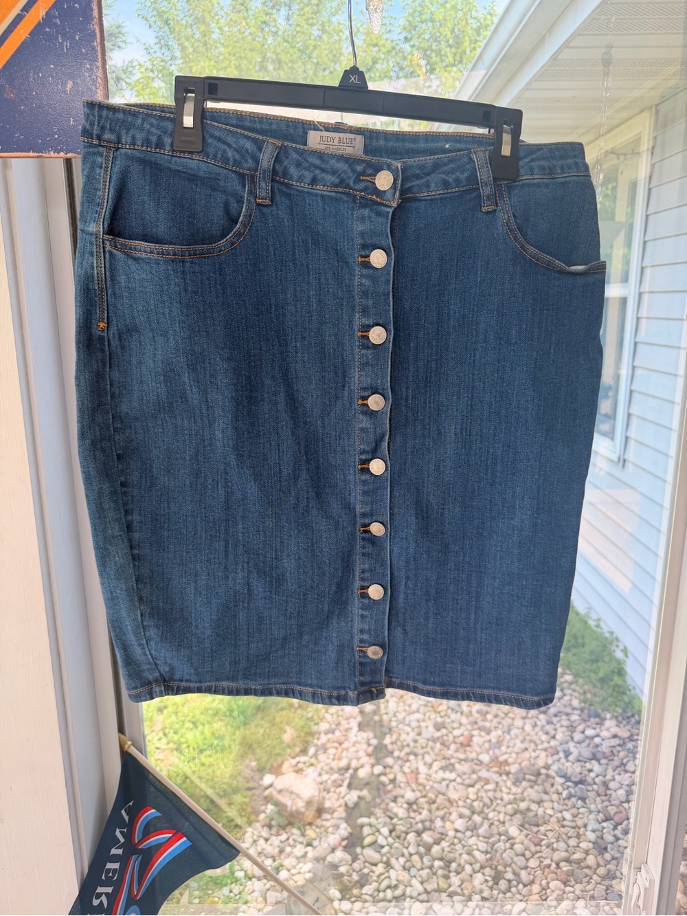 Judy Blue Dark Blue Button-Front Pencil Denim Skirt